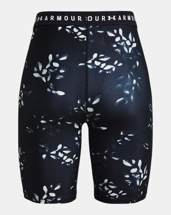 Women's HeatGear® Printed Bike Shorts, Black, pdpMainDesktop image number 1